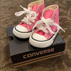 CONVERSE pink baby girl high top sneakers